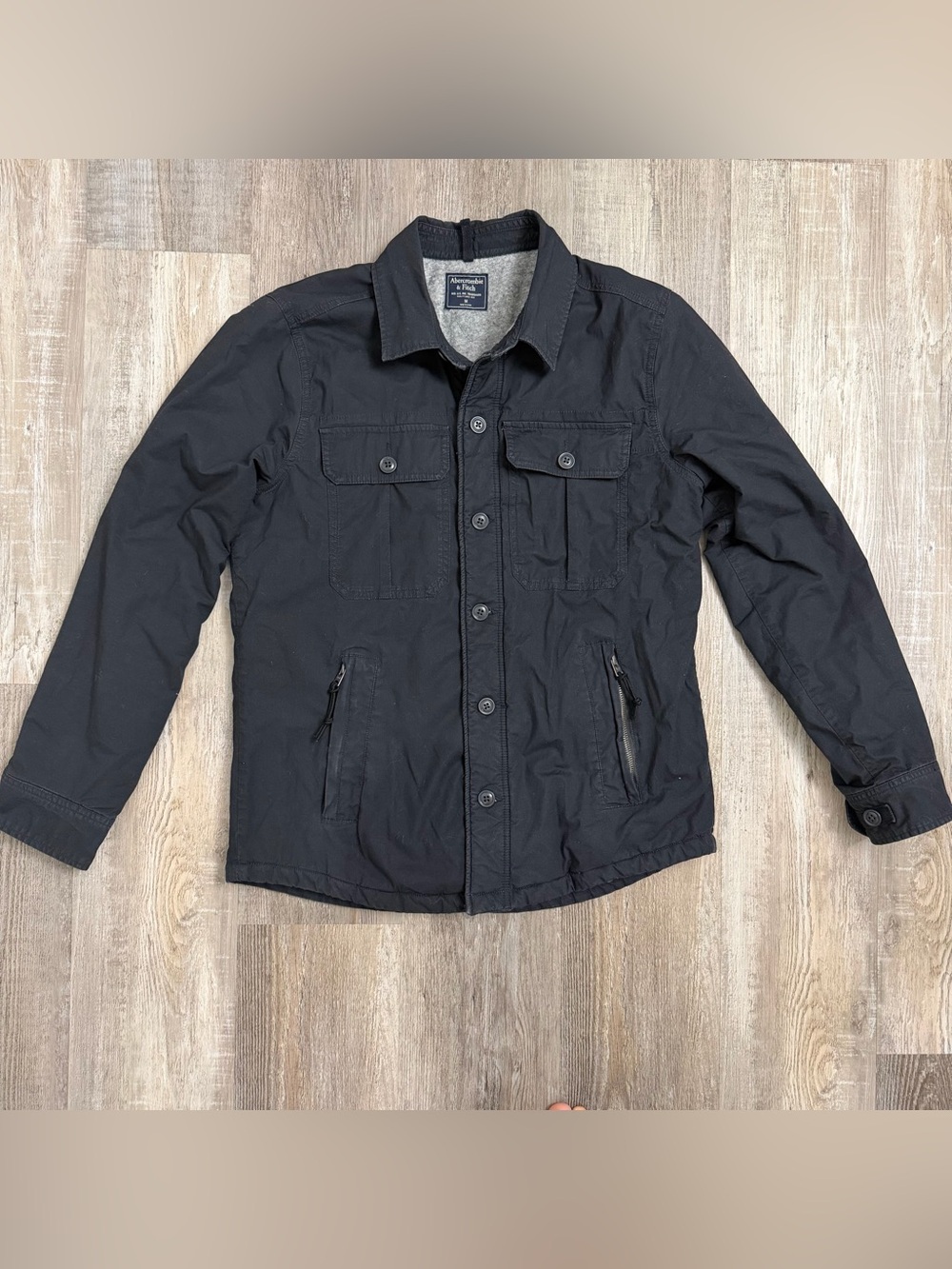Abercrombie & Fitch Men’s Button Up Lined Jacket in Blue, size Medium like NEW